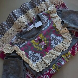 Tutu Lulu Girls Dress Size 6-7Y Bohemian  Whimsical  Lace Pockets Floral Bright